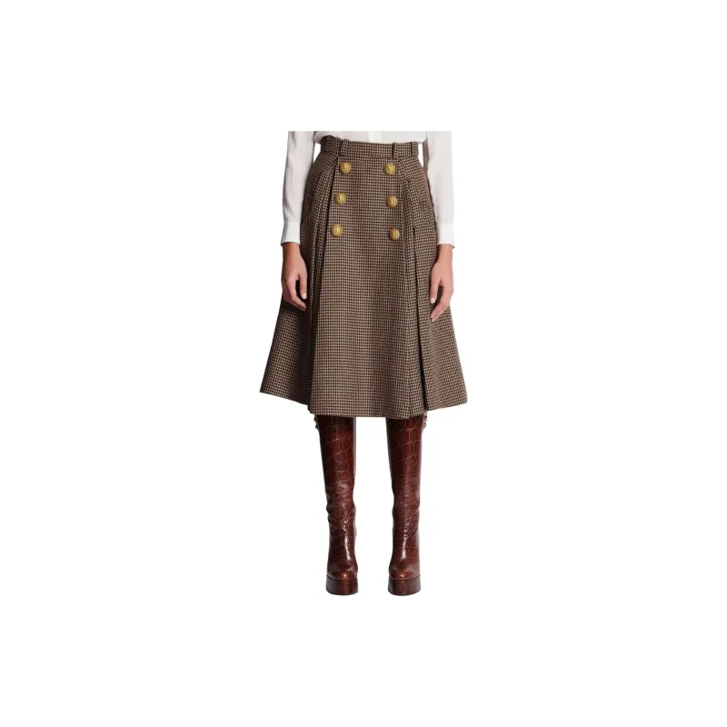BALMAIN Houndstooth Checked print Pleated Skirt-2