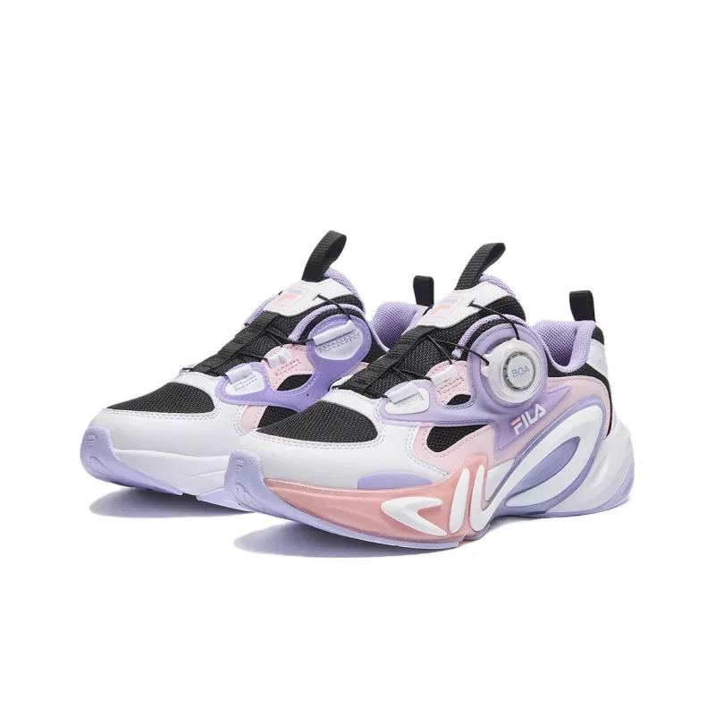FILA KIDS Mind7 Slip Resistant Shock Absorbers Low Top Kids' Running Shoes Black Purple Teenagers-4