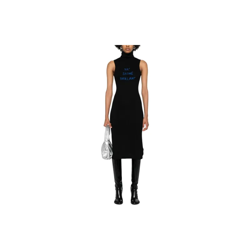 MM6 Maison Margiela Text jacquard Sleeveless Midi Dress-2