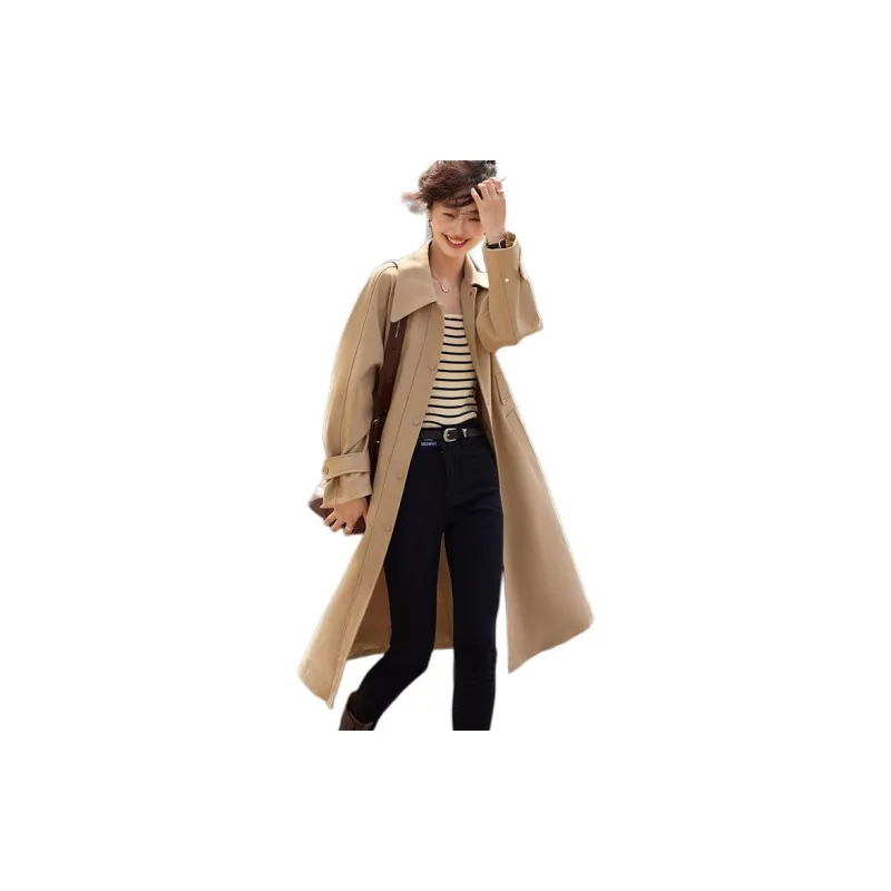 Mo Han Yi Mei Trench Coat Women's Khaki-3