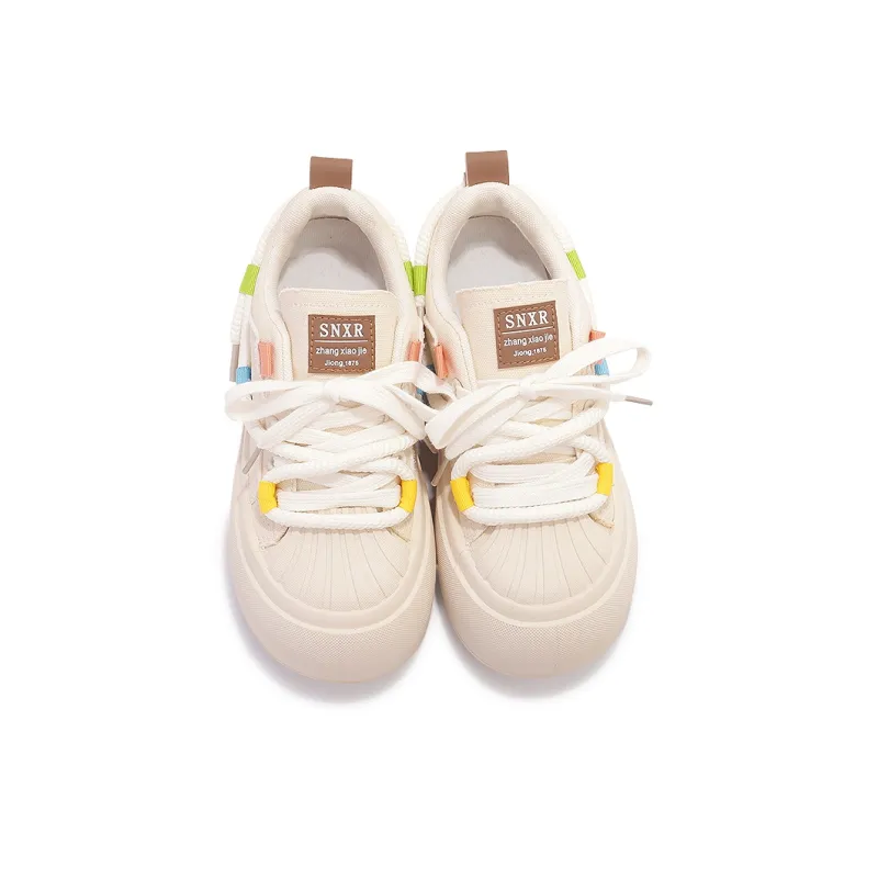 SNXR Cushioned Wear Resistant Lightweight Slip Resistant Low Top Skateboard Shoes Women's Beige-5