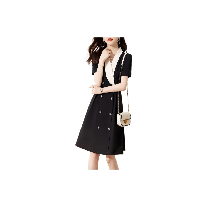 XWI Short Sleeved Dress Women's Elegant Black-1