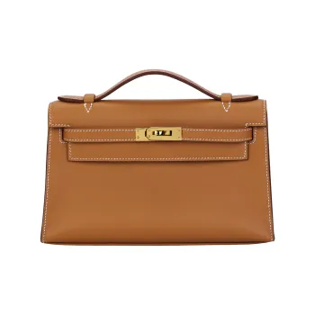HERMES Mini Kelly Generation 1 Swift Leather Kelly Bag Handbags Women's Gold Brown
