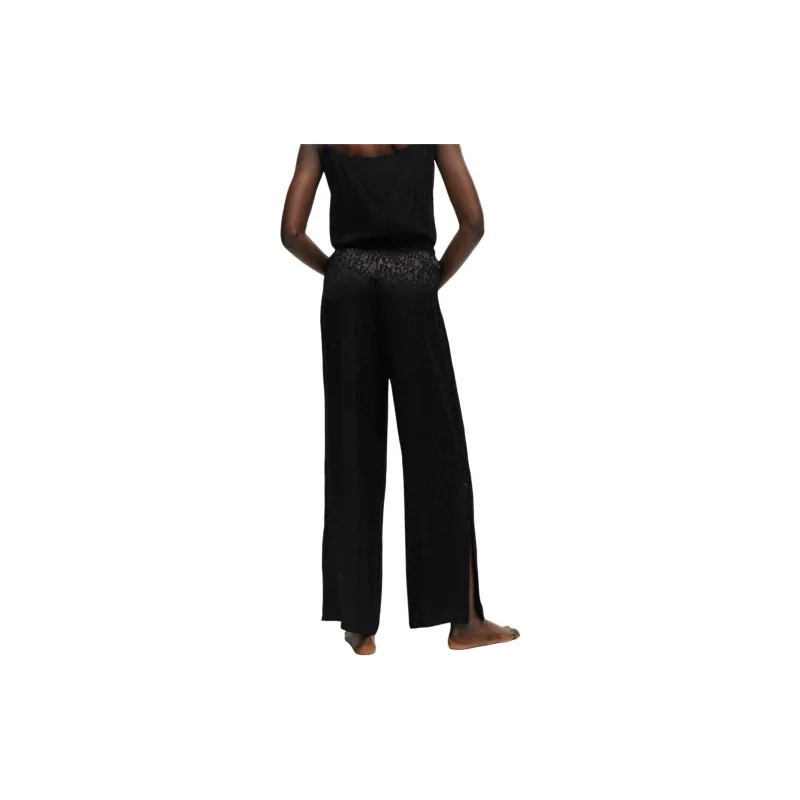 HUGO BOSS Signature-Jacquard Pajama Bottoms With Side Slits Casual Pants Women's Black-2