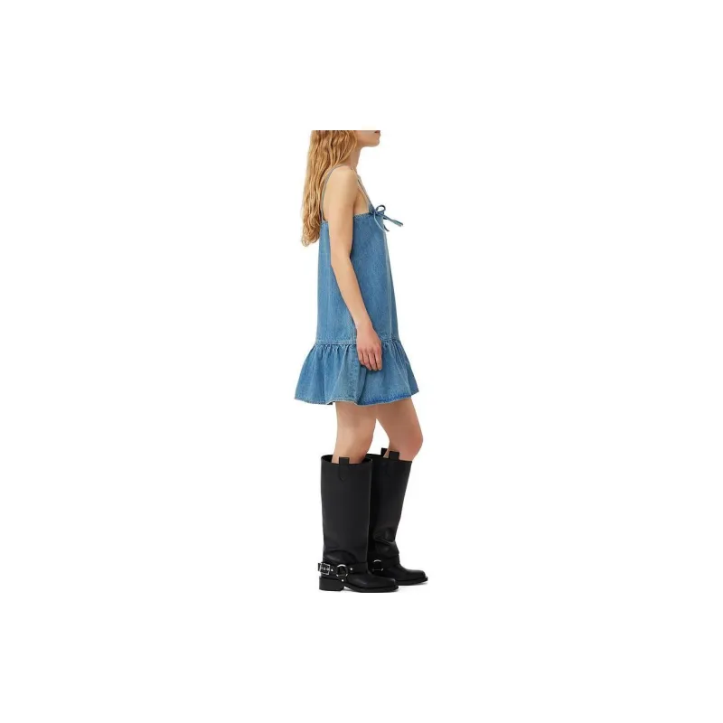 GANNI FW23 Slip Dresses Women's Blue-3