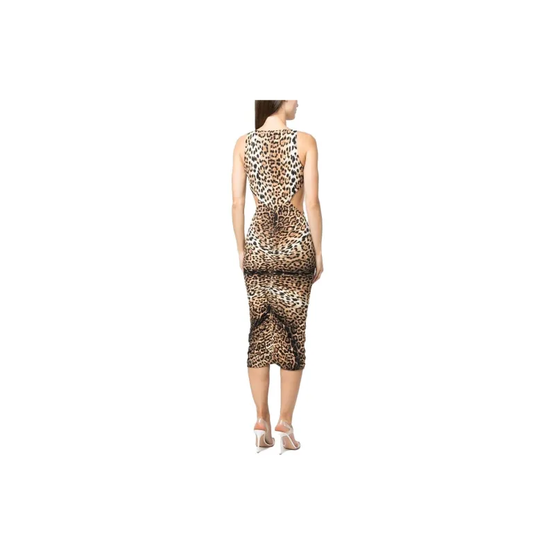 Roberto Cavalli Leopard print Cut out Midi Dress-2