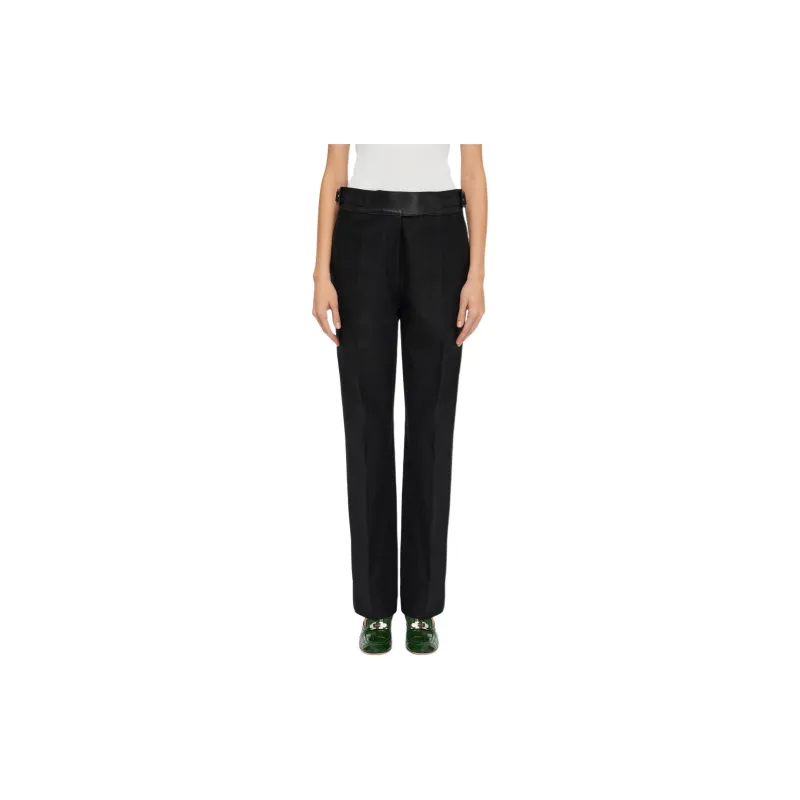 Ferragamo Belted Tailored Linen Trousers-1