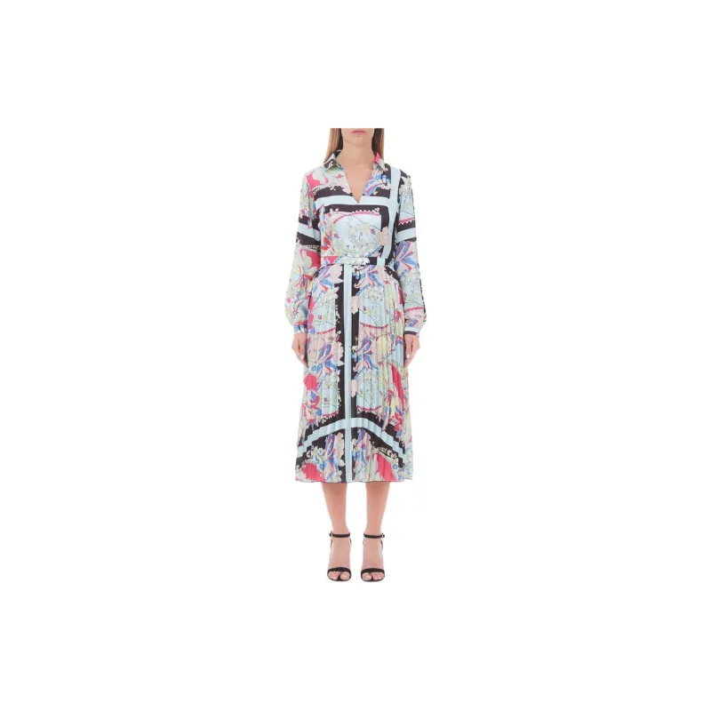 LIU·JO Satin Midi Dress Long Sleeved Dress Women's Multicolor-2