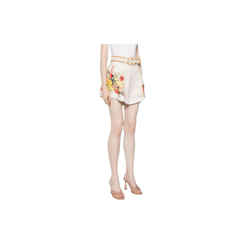 Zimmermann Alight Floral Printed Belted Tuck Shors-2
