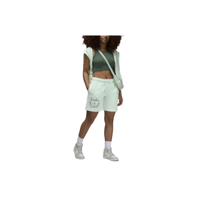 Jordan Brooklyn Fleece Casual Shorts Women's Light Green-2