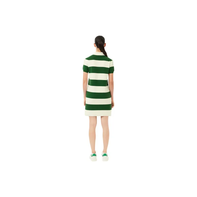 LACOSTE SS24 Short Sleeved Dresses Women's White Green Multicolor-1