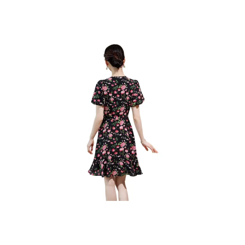 Hang Yi Court Short Sleeved Dresses Women's Red-0