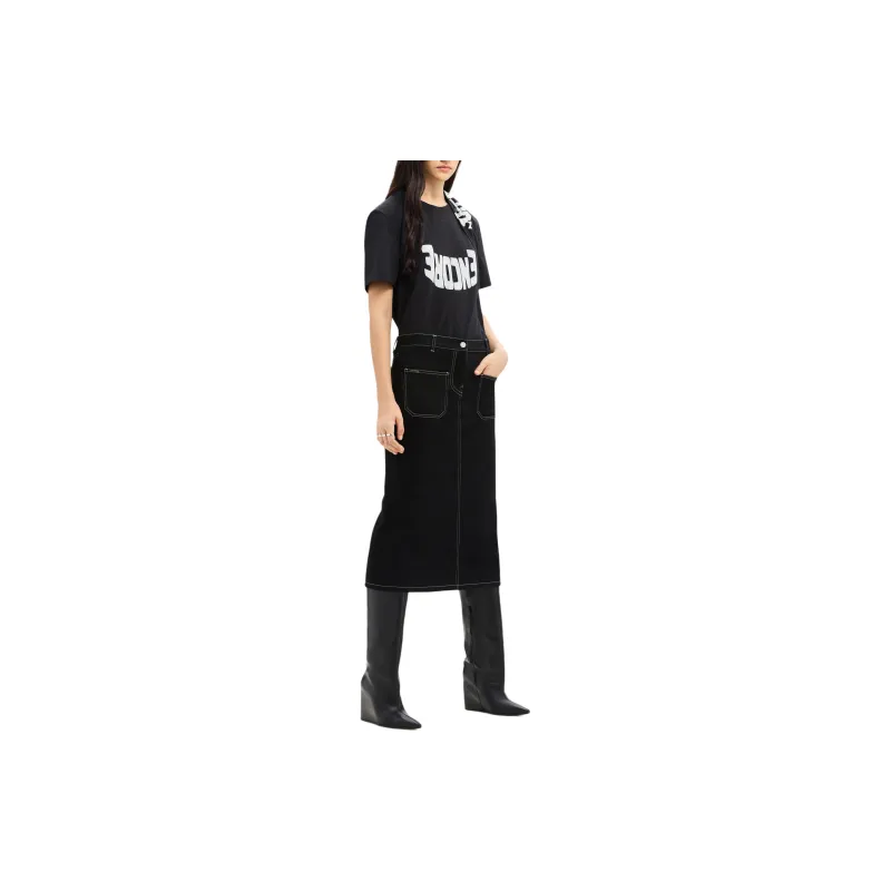 COURREGES Topstitched Denim Midi Skirt-3