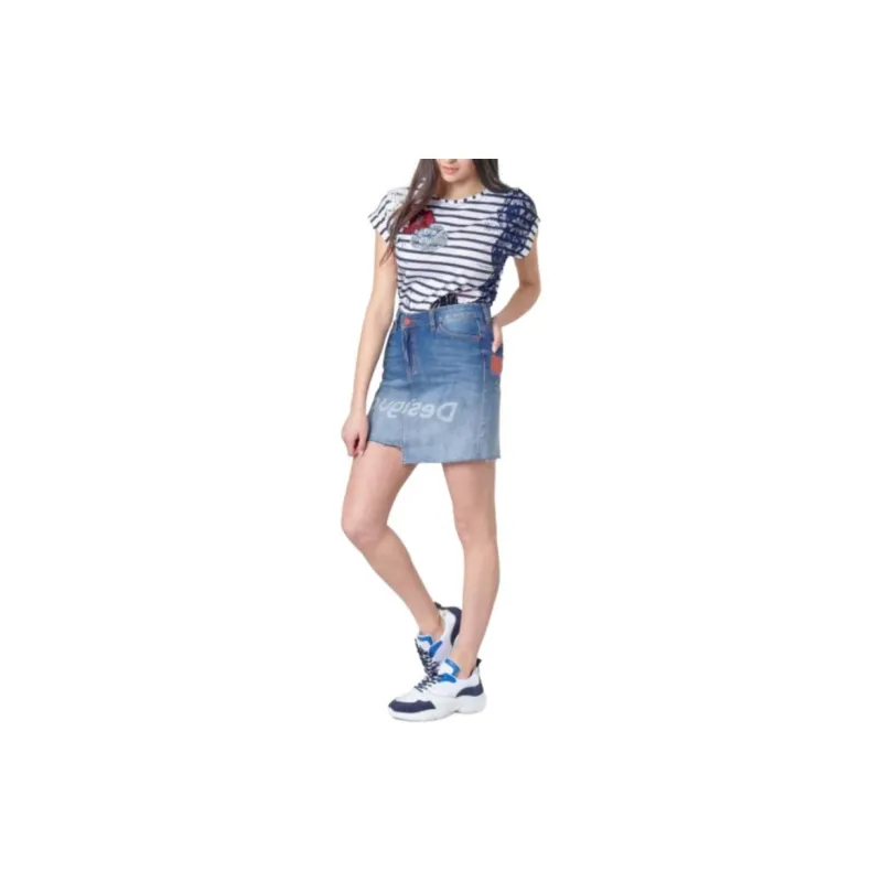 Desigual Denim Short Skirts Women's Blue-3