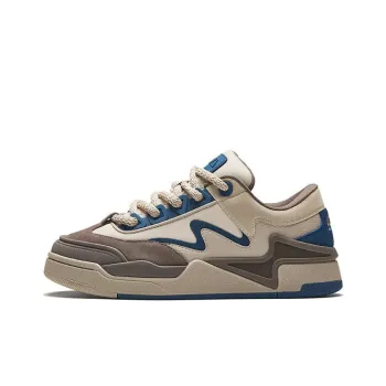 Anta Non slip Wear resistant Shock Absorption Low Top Skateboard Shoes Men's Beige Brown Blue