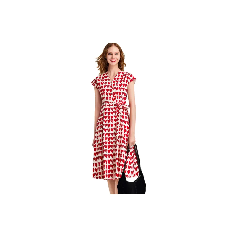 HAVVA Short Sleeved Dresses Women's Red-8