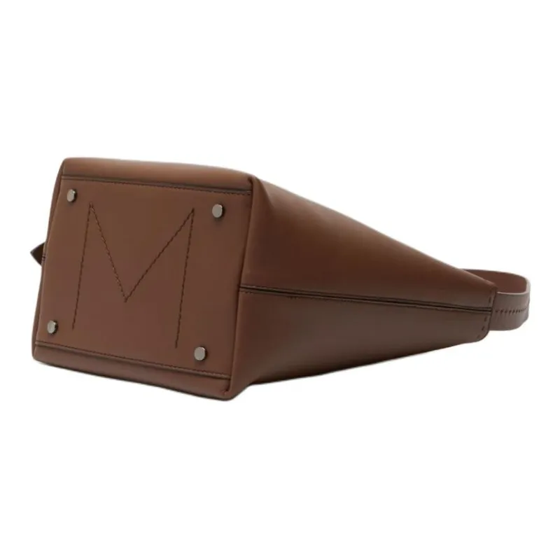 MaxMara Calfskin Bucket Bag Portable Crossbody Bag Shoulder Bag Small Size Women's Brown-3