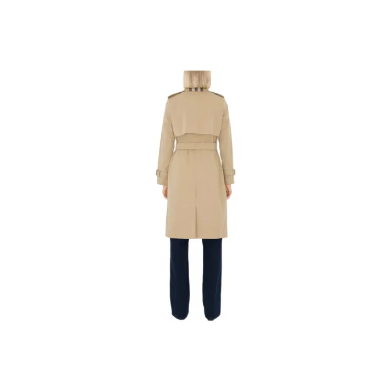 Burberry Plaid collar Gabardine Trench Coat-3