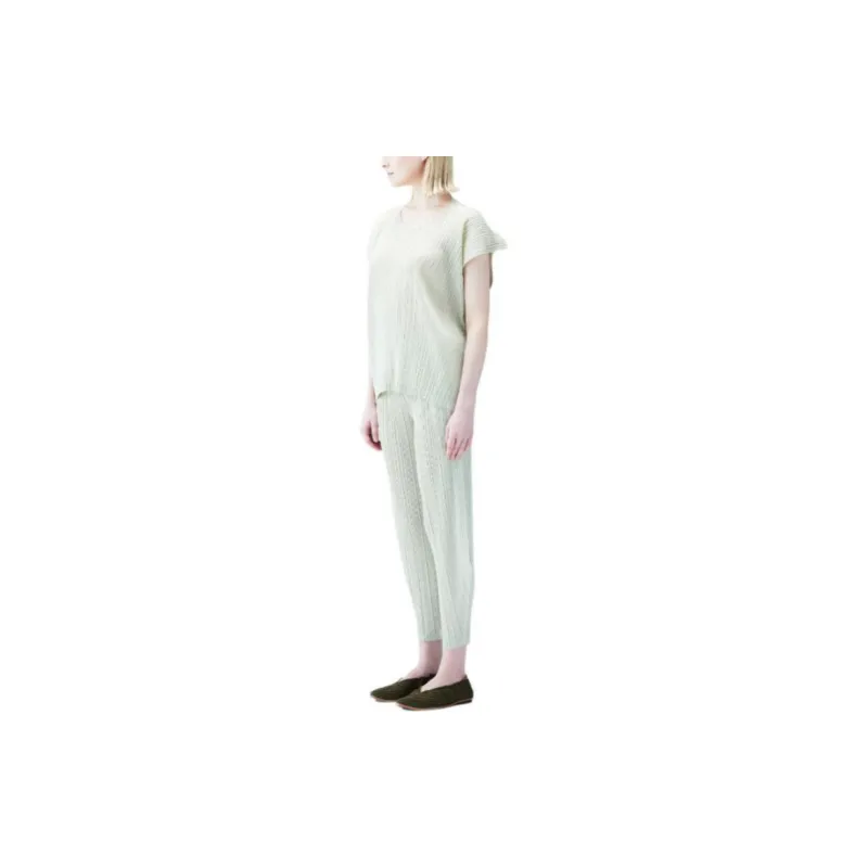 PLEATS PLEASE ISSEY MIYAKE Casual Pants Women's White Green-2