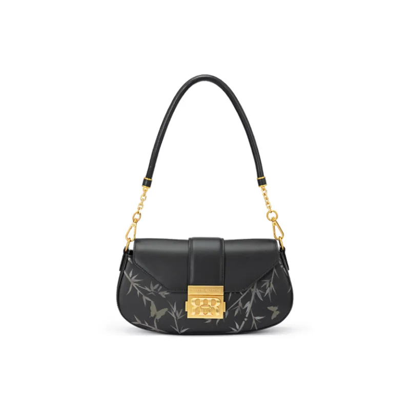 ROBERTA DI CAMERINO Cow Leather Shoulder Bag Baguette Bag Shoulder Bag Crossbody Bag Women's Black/White-0