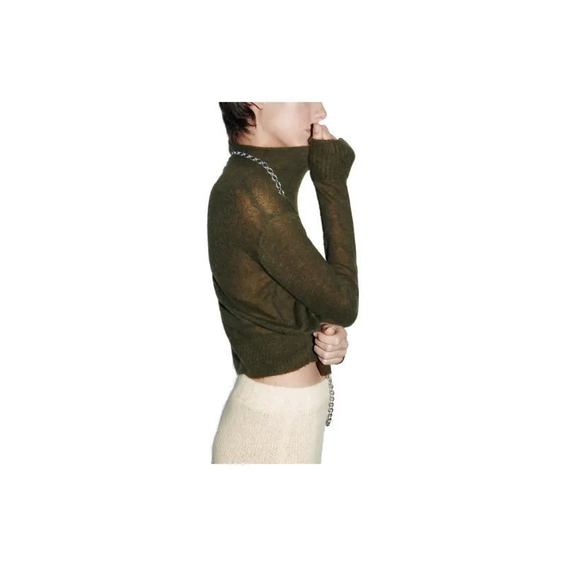 ZARA Cashmere Sweater Women's Green-3