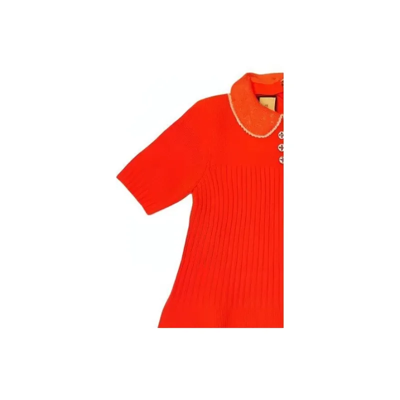GUCCI Short Sleeved Dresses Women's Red-3