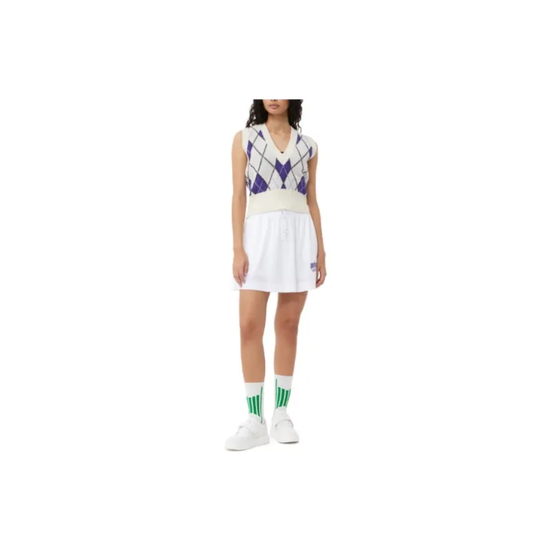 GANNI Tank Tops Women's Blue With White Lettering-2