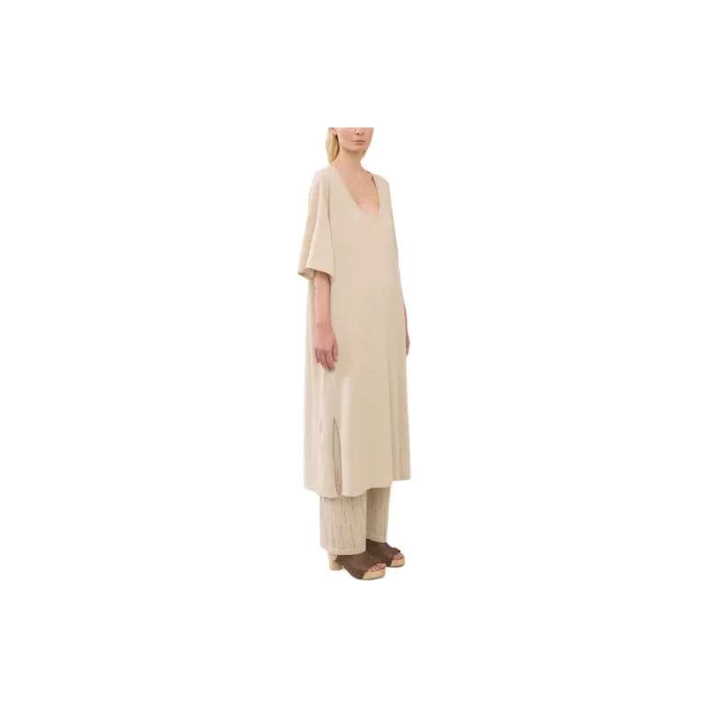 Lauren Manoogian U NECK CAFTAN Short-Sleeved Dresses Women's Light Coffee-2