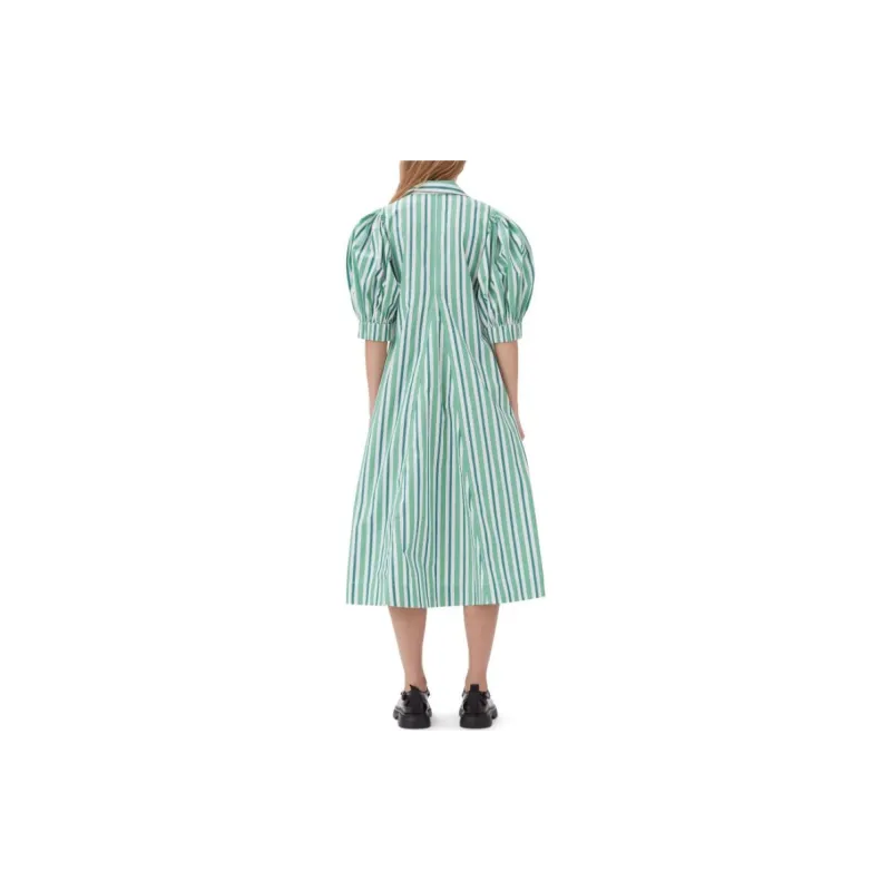 GANNI Striped Organic Cotton Shirtdress-3