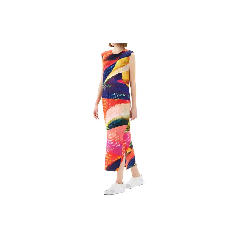PLEATS PLEASE ISSEY MIYAKE SS24 Sleeveless Dress Women's Red-6