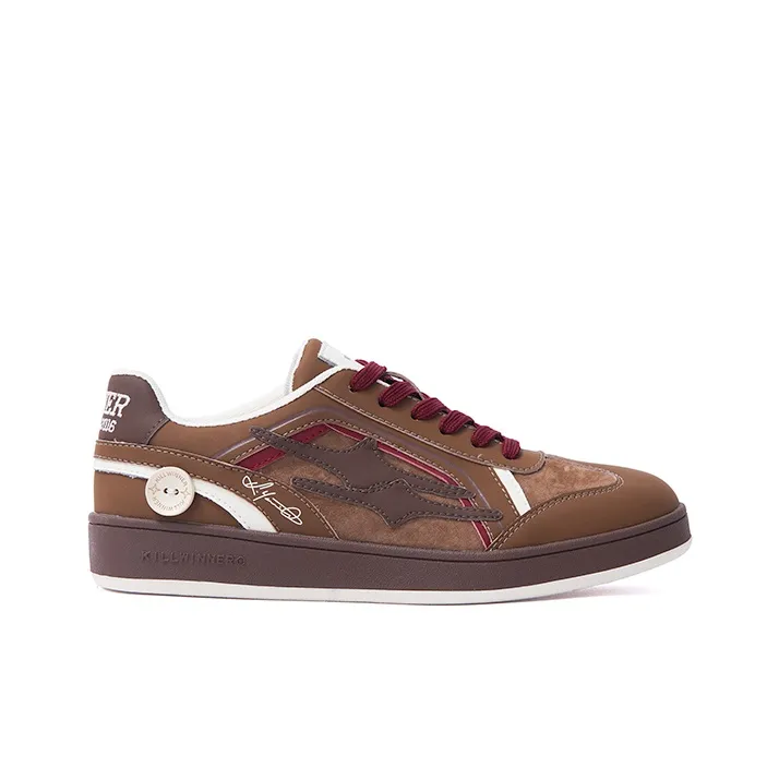 KILLWINNER Caramel Cocoa German Army Trainers Anti Slip Wear Resistant Low Top Skateboard Shoes Unisex Red Brown-1