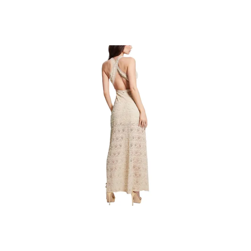 GUESS Liza Lace Maxi Dress Slip Dresses Women's Pearl Beige-2