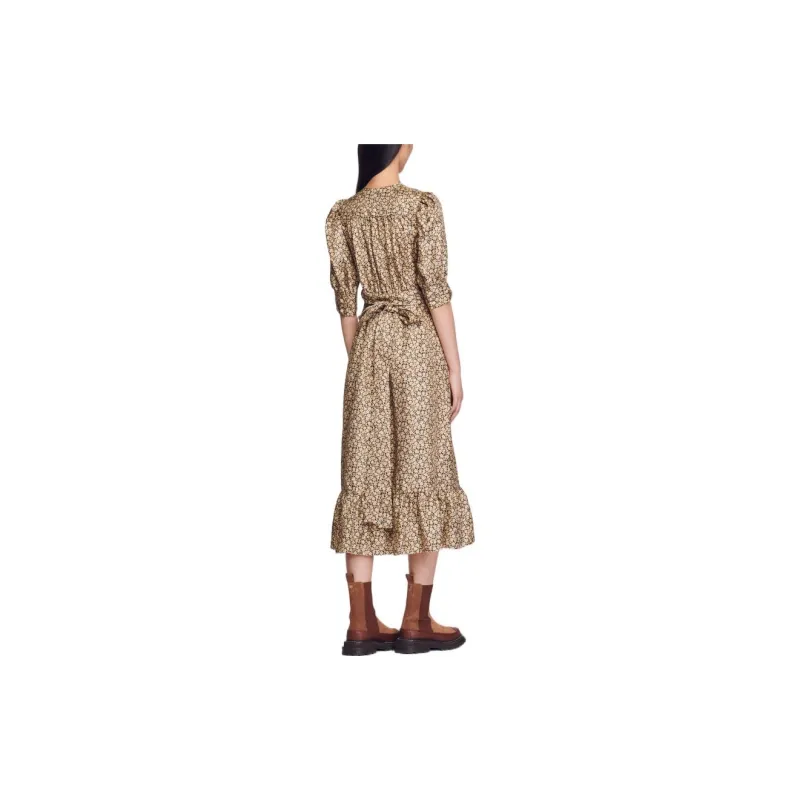 Sandro Short-Sleeved Dresses Women's Beige Yellow-2