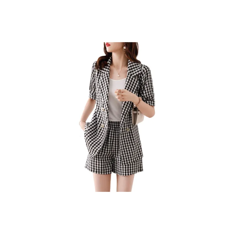 XWI Casual Suit Women's Black White Plaid-3