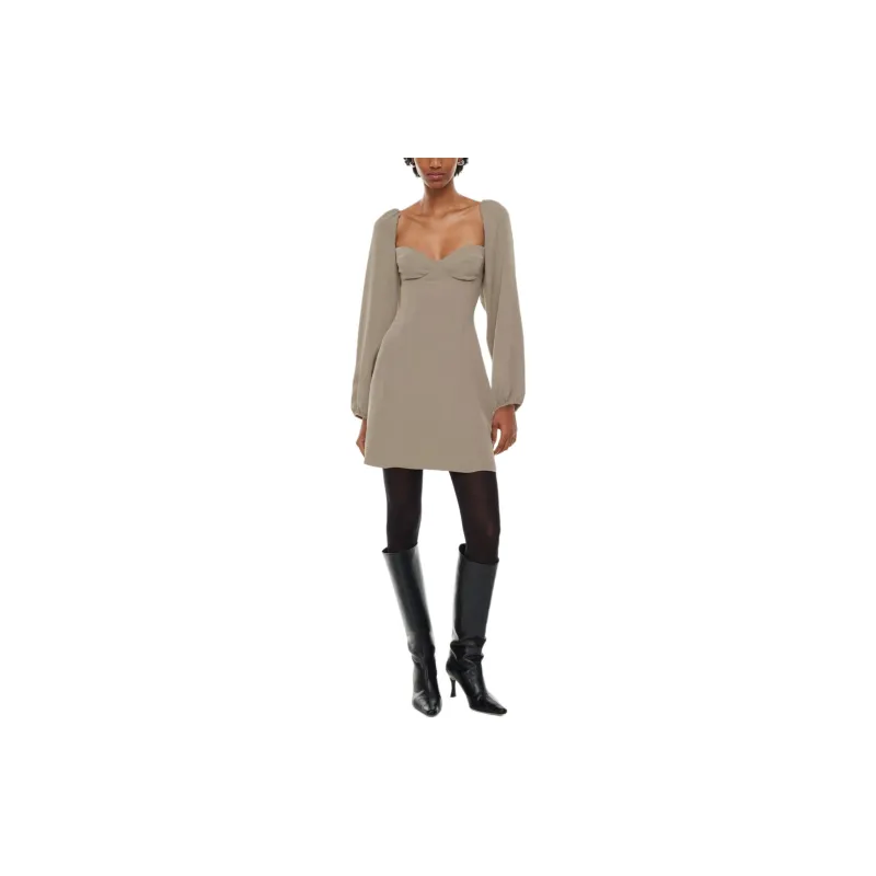 ARITZIA Wilfred Novella Dress Long-Sleeved Dresses Women's Nomad Taupe/Nomad Gray Umber-2