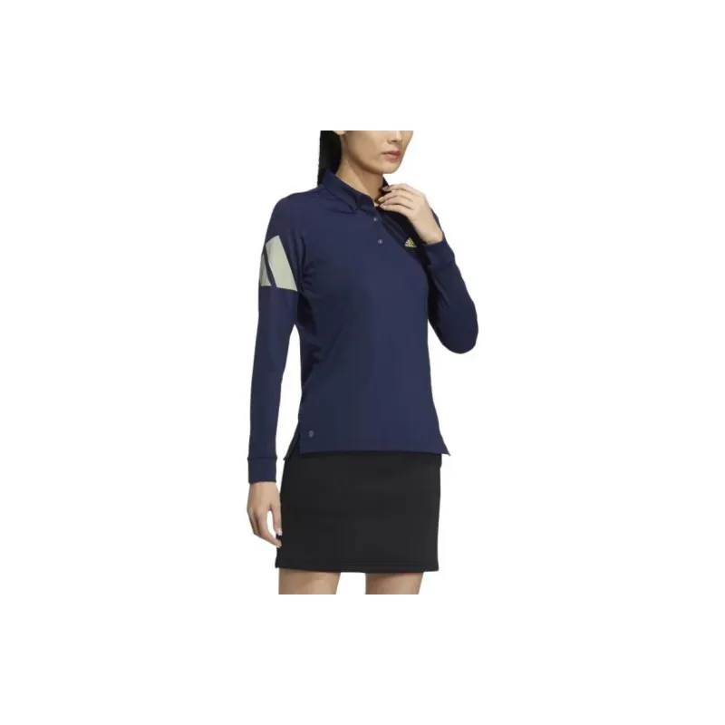 Adidas Aeroready 3-Bar Long Sleeve Polo Shirt Polo Shirt Women's Blue-3