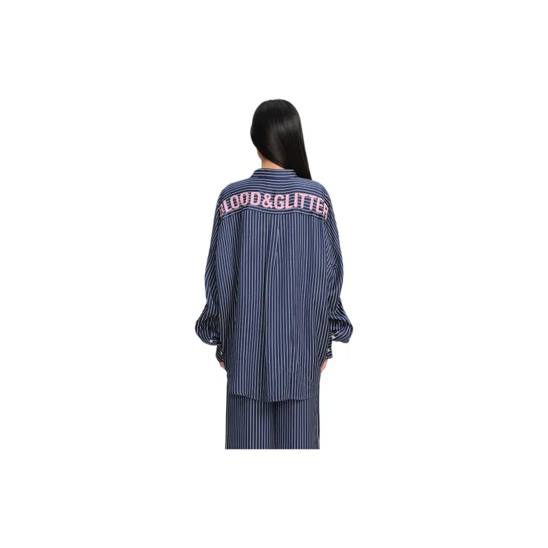 Blood Glitter Shirt Women's Blue White-2