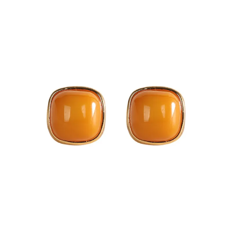 Xiaoyinjiang Beeswax 925 Sterling Silver Jade Ear Ornament Ear Ornament Women's-0