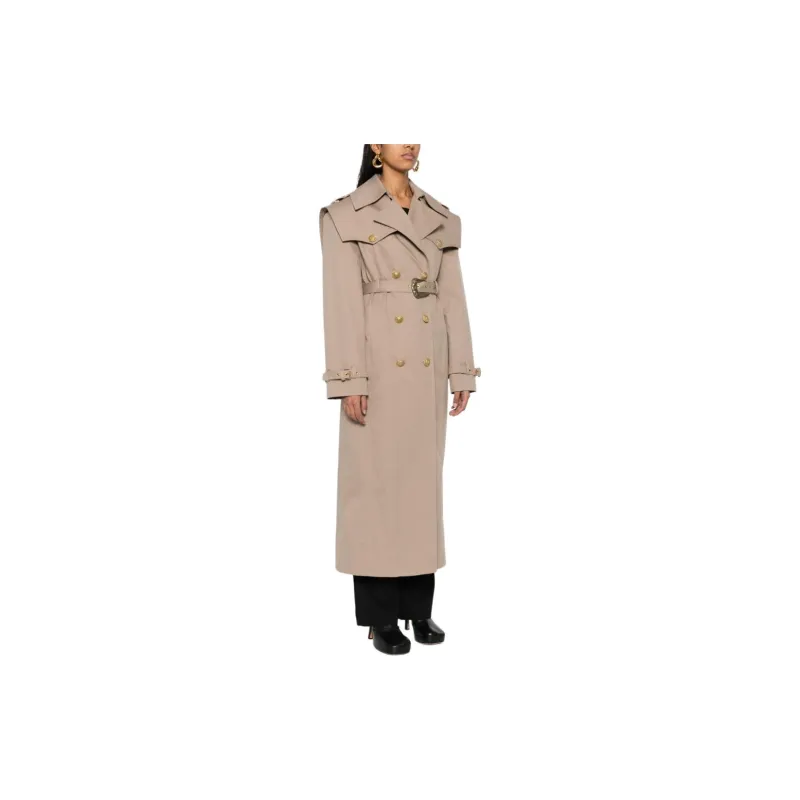 BALMAIN Double Breasted Belted Waist Maxi Trench Coat-3