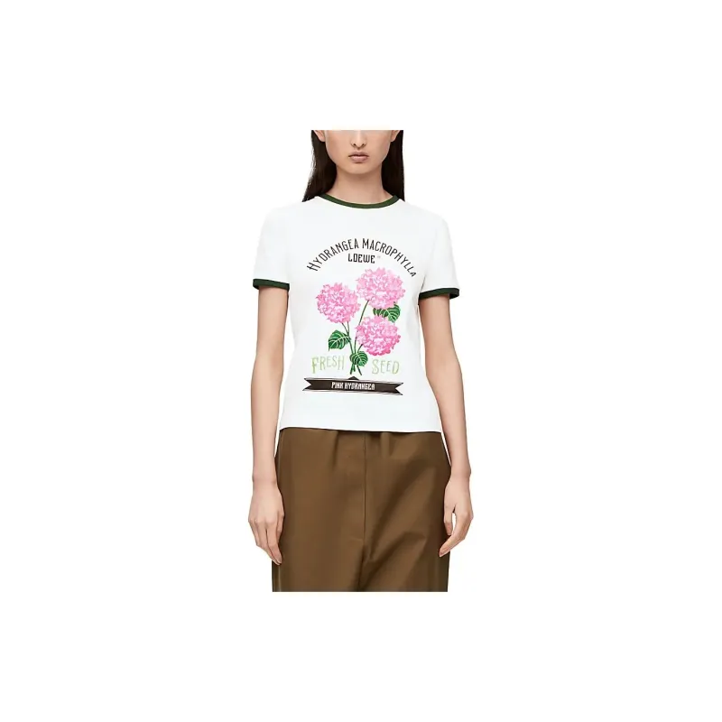 LOEWE Flower T Shirt 'White/Green/Pink'-2