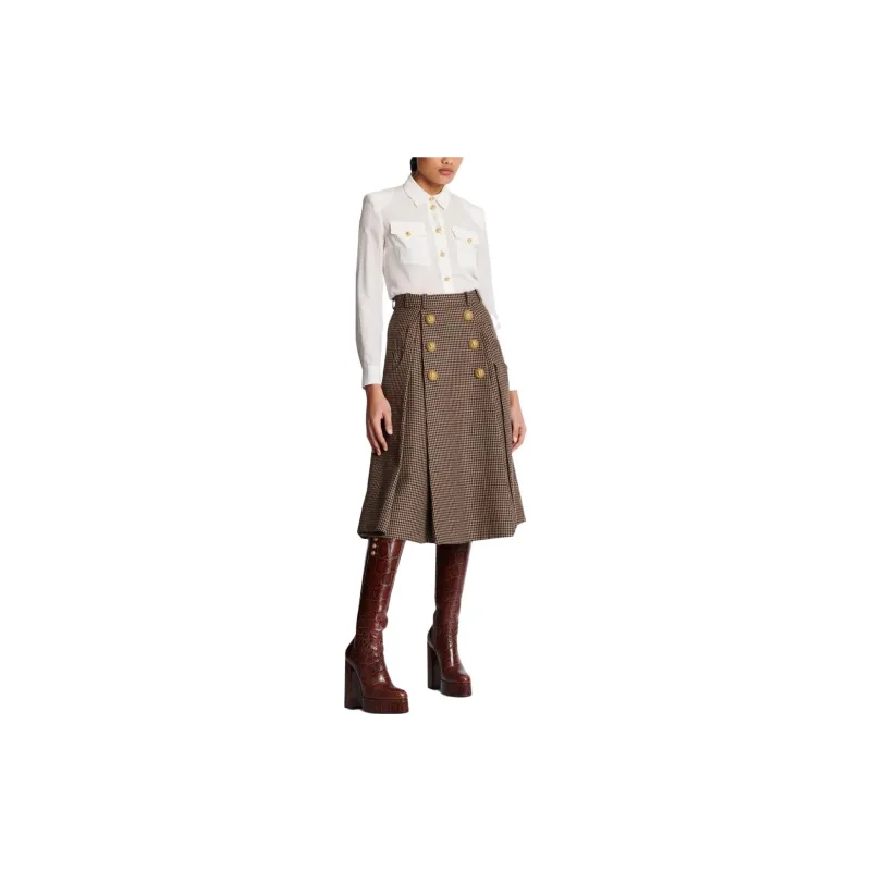 BALMAIN Houndstooth Checked print Pleated Skirt-4