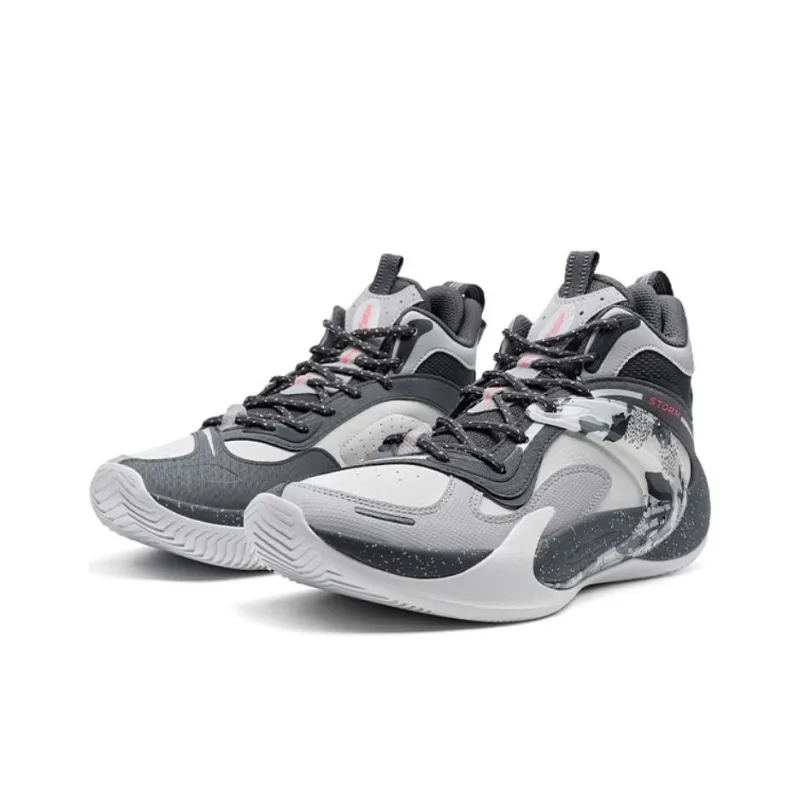 XTEP Cushioned Slip Resistant High Top Basketball Shoes Men's Gray Black-2