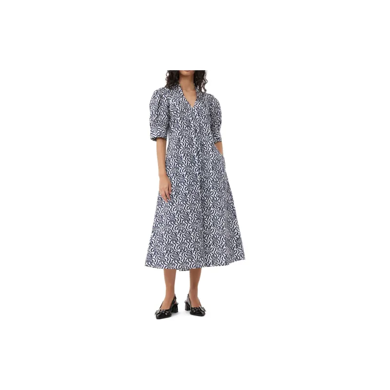 GANNI Graphic print Organic cotton Midi Dress-1