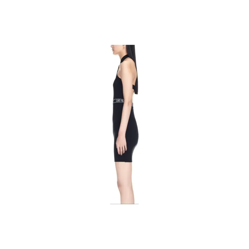 OFF WHITE Logo Band Cross Over Dress-3