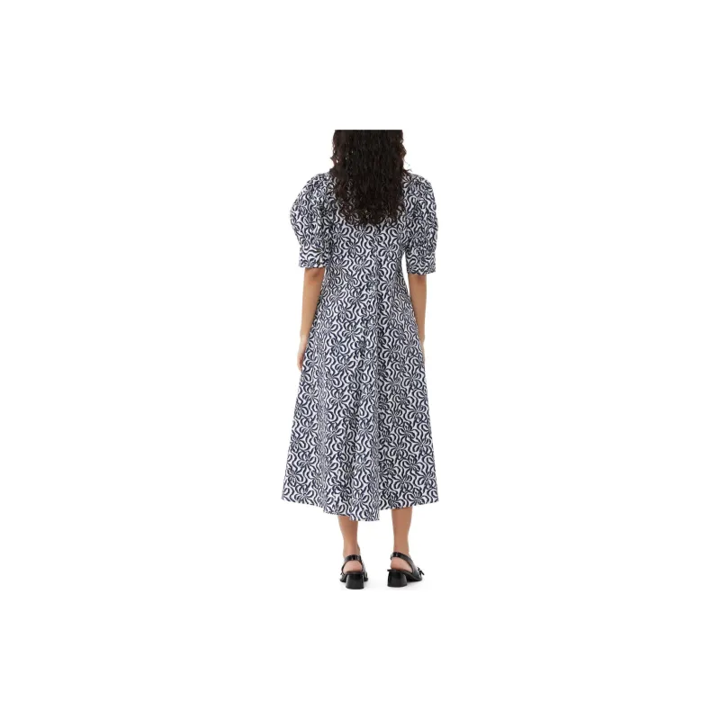 GANNI Graphic print Organic cotton Midi Dress-2