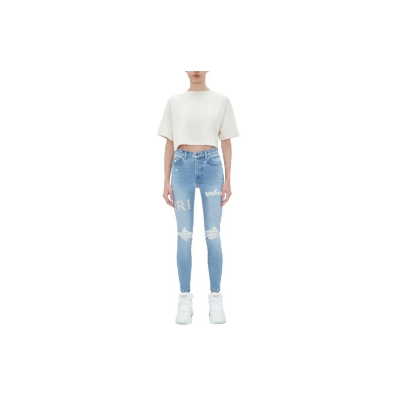 AMIRI Serif Logo Jean Jeans Women's Blue-3