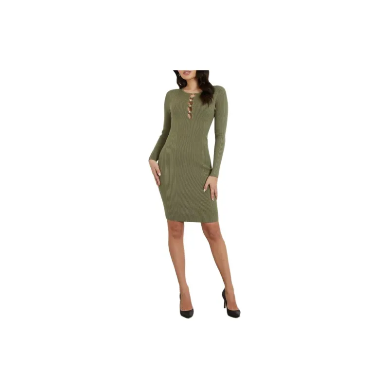 GUESS Long-Sleeved Dresses Women's Green-1