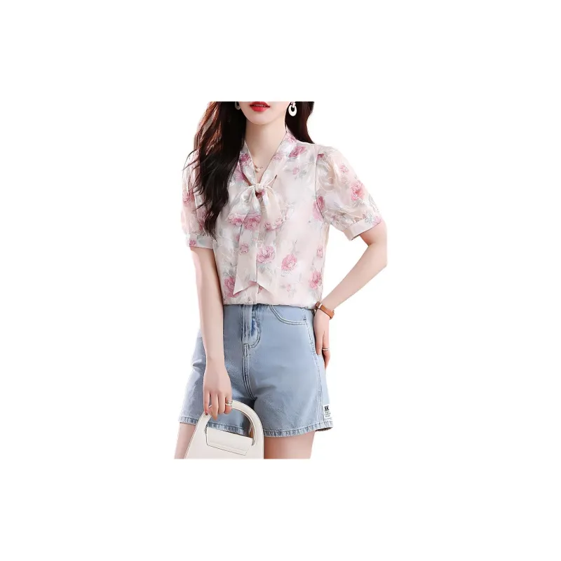 ETSE Shirt Women's Pink Mixed Flowers-2