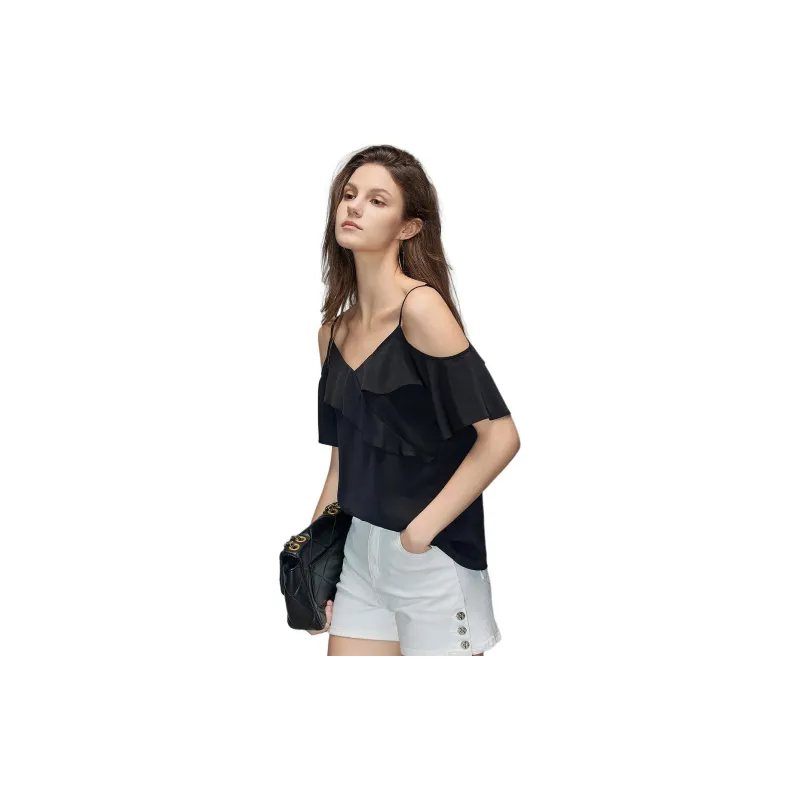 【dme】 Chiffon Shirt Women's Black-1