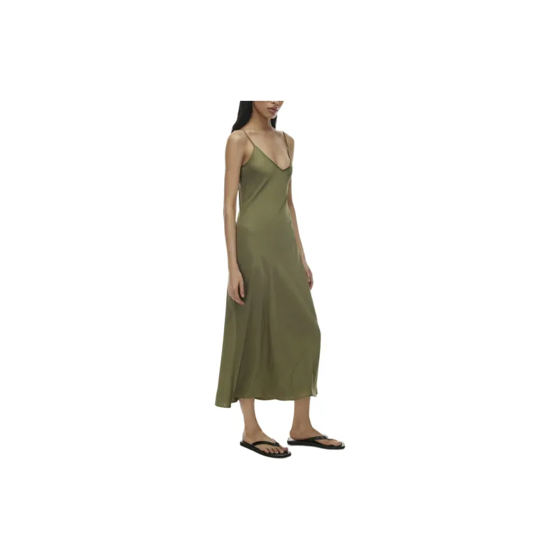 ARITZIA Wilfred New Only Slip Satin Maxi Dress Slip Dresses Women's Bosana Green-4